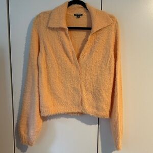 Peach Fuzzy Women's Cardigan